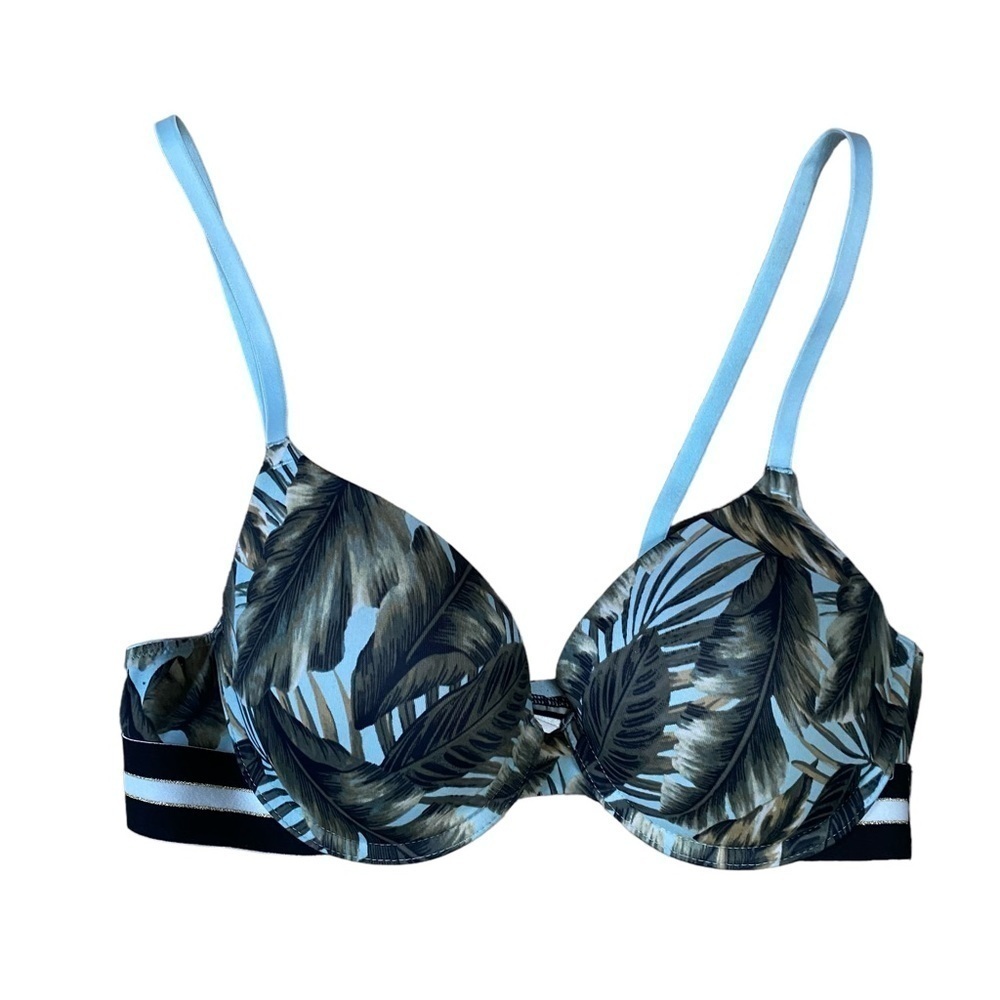 PINK Victoria’s Secret Wear Everywhere Push-Up Tropical Palm Tree Bra Size 34C